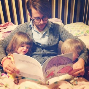 Reading the book aloud to my girls the night the first printer's proof came in the mail.